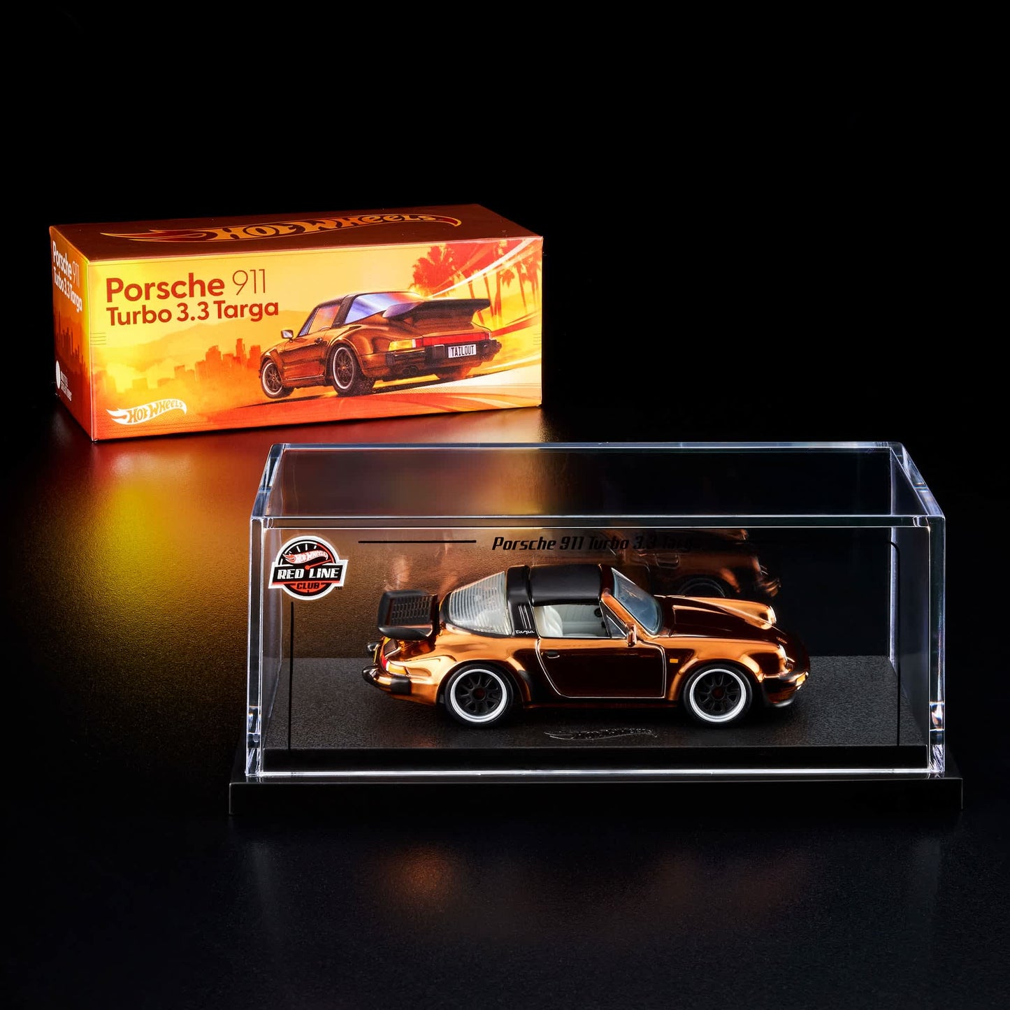 Hot Wheels Porsche 911 Turbo 3.3 Targa Red Line Club Exclusive With Acrylic Case