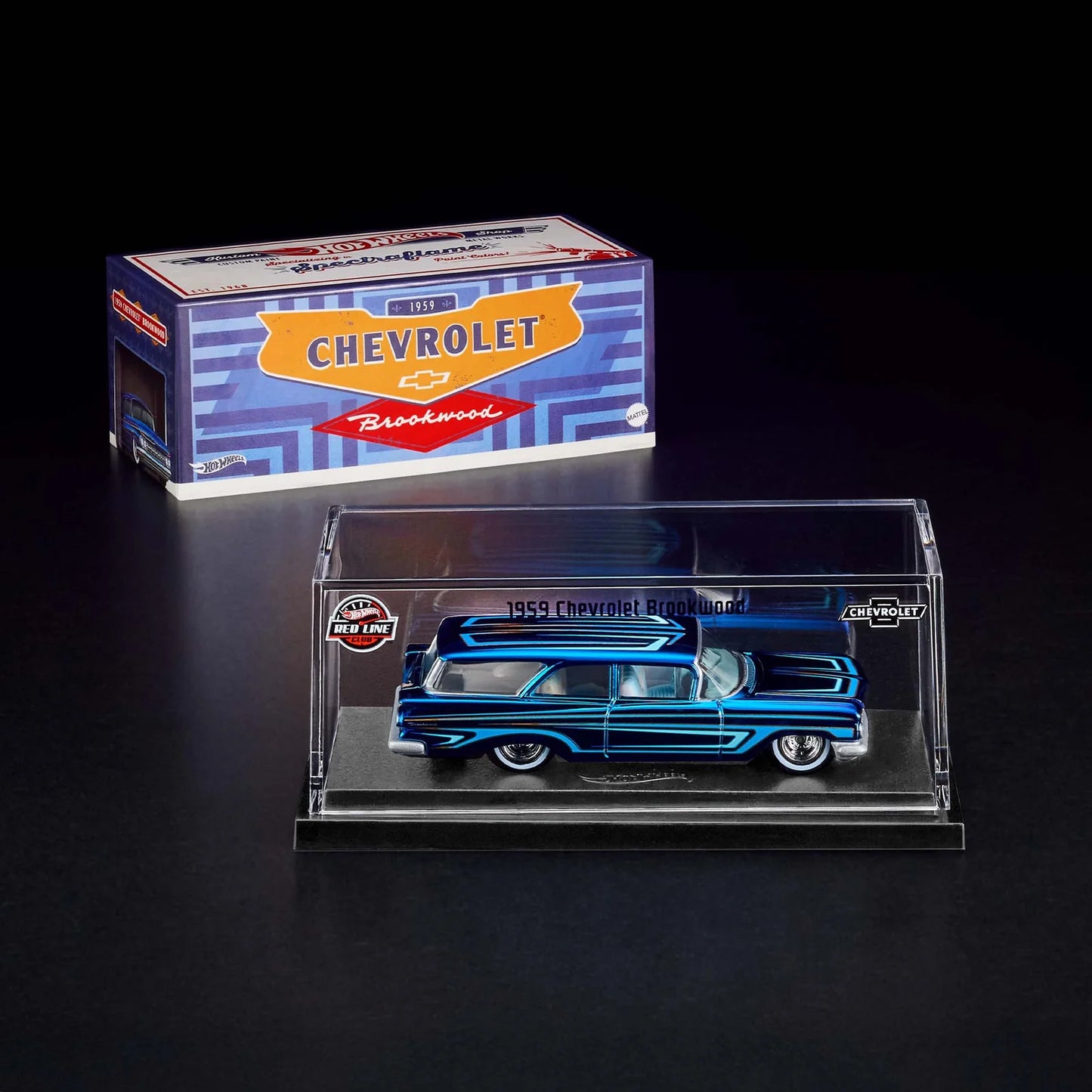 Hot Wheels 1959 Chevrolet Brookwood Red Line Club Exclusive With Acrylic Case